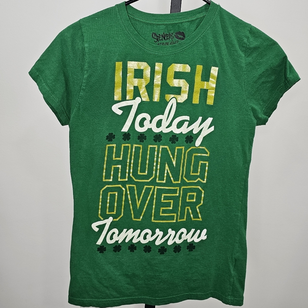 Green Graphic Tee with Irish Print